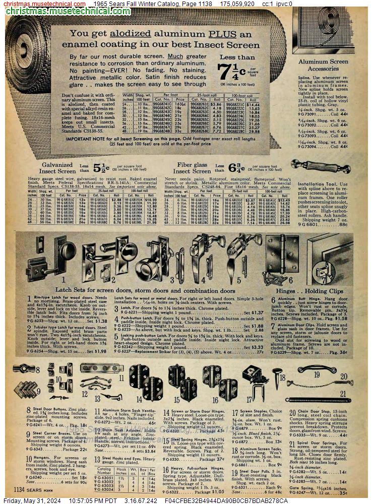 1965 Sears Fall Winter Catalog, Page 1138