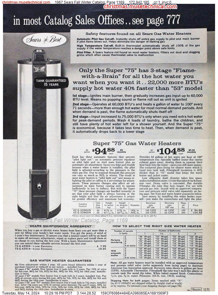 1967 Sears Fall Winter Catalog, Page 1169