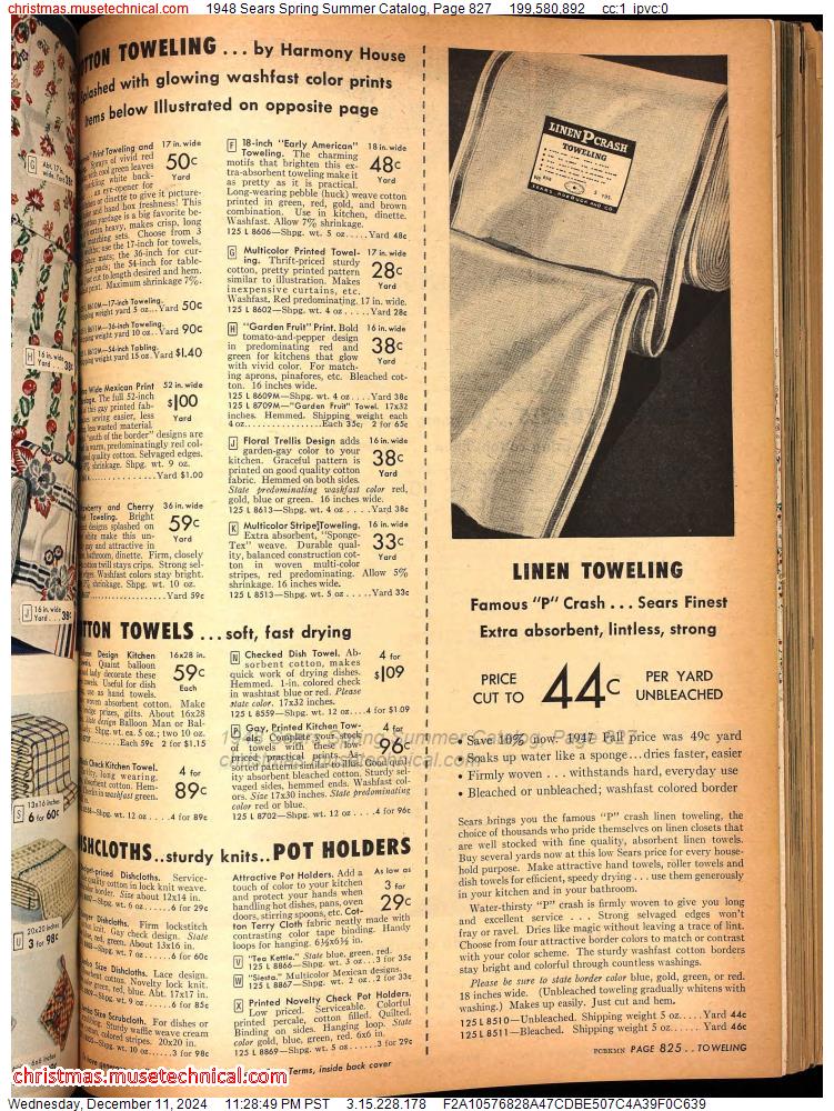 1948 Sears Spring Summer Catalog, Page 827