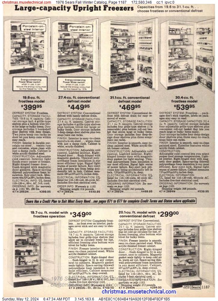 1976 Sears Fall Winter Catalog, Page 1187