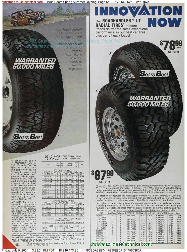 1985 Sears Spring Summer Catalog, Page 619