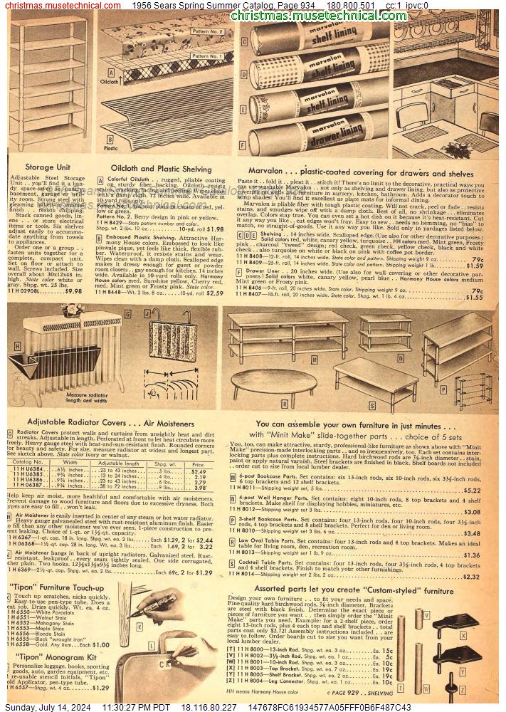 1956 Sears Spring Summer Catalog, Page 934