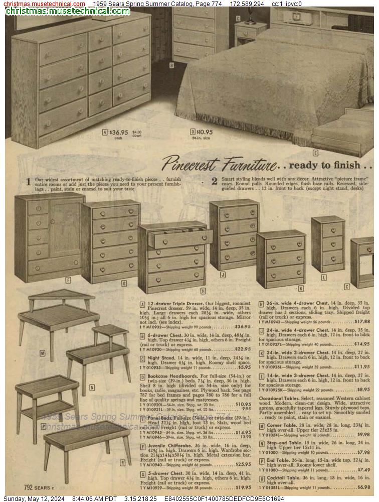 1959 Sears Spring Summer Catalog, Page 774