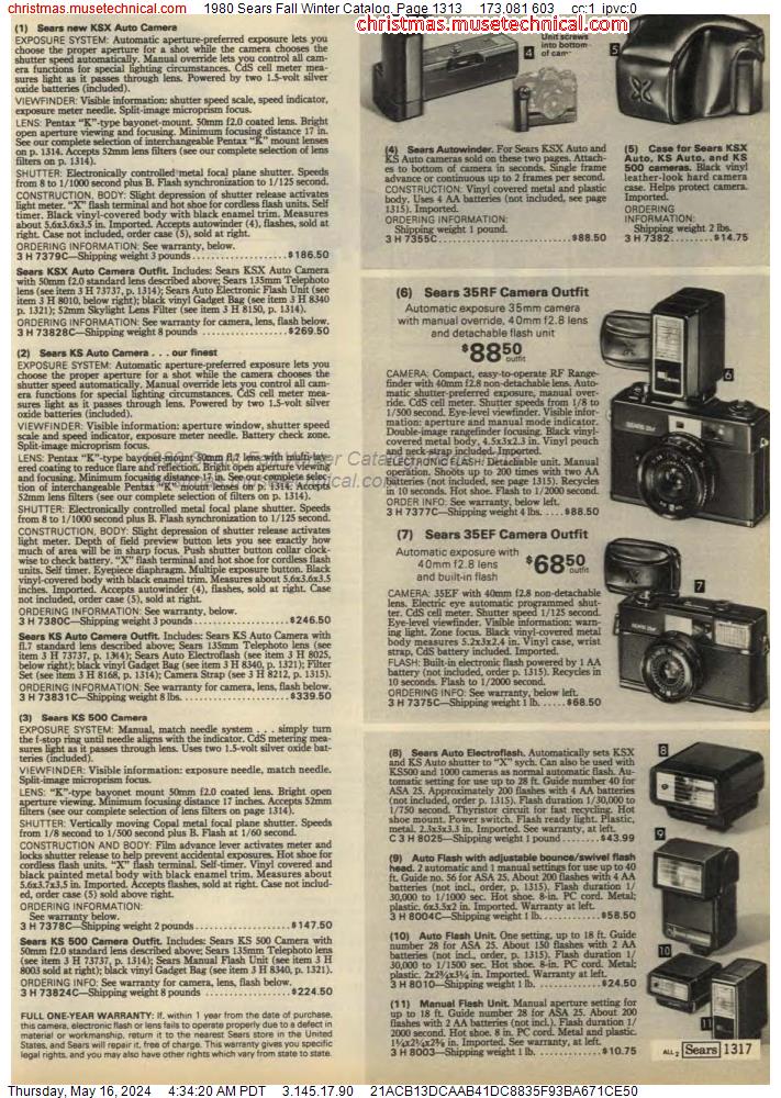 1980 Sears Fall Winter Catalog, Page 1313