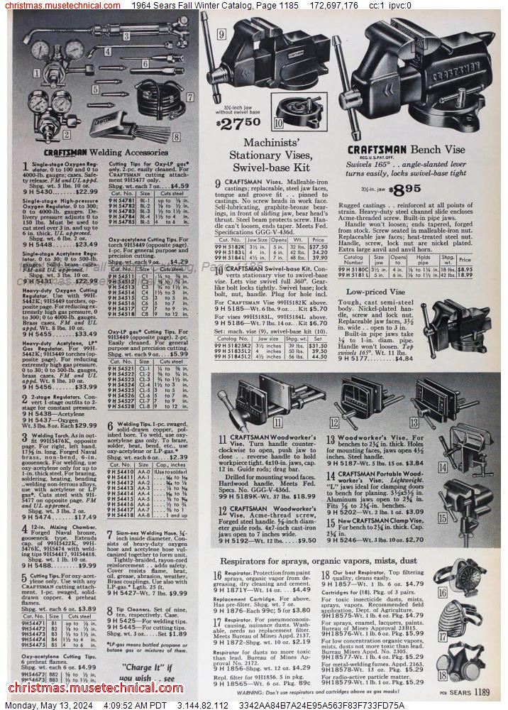 1964 Sears Fall Winter Catalog, Page 1185