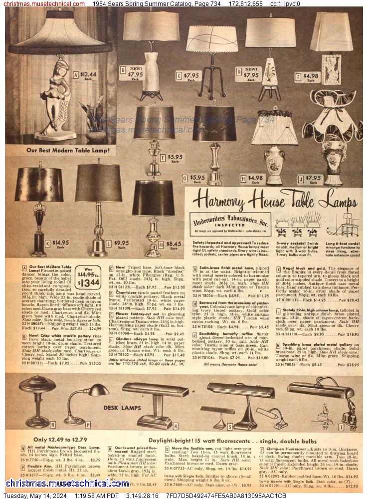 1954 Sears Spring Summer Catalog, Page 734