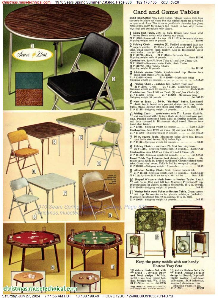 1970 Sears Spring Summer Catalog, Page 836