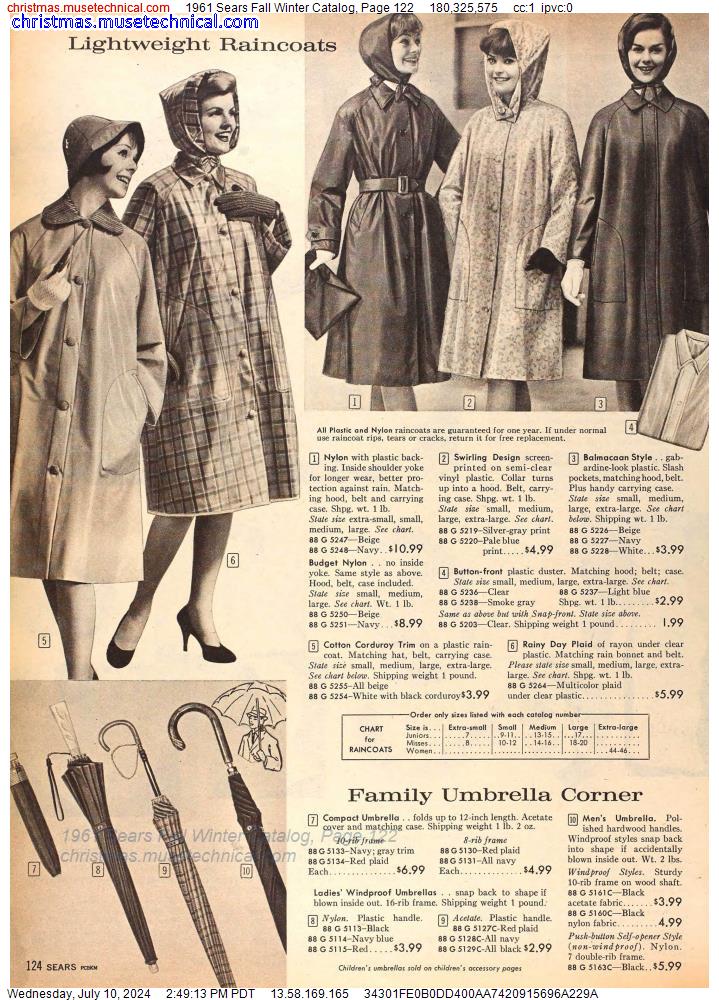 1961 Sears Fall Winter Catalog, Page 122