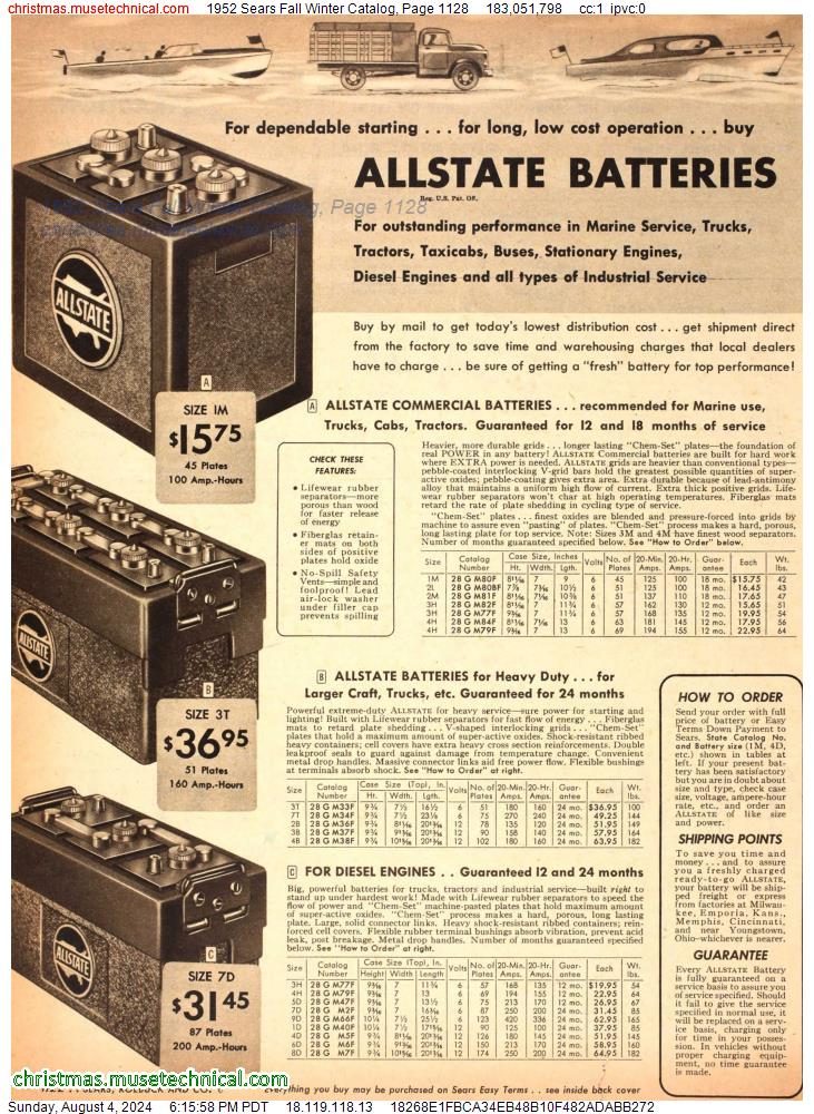 1952 Sears Fall Winter Catalog, Page 1128