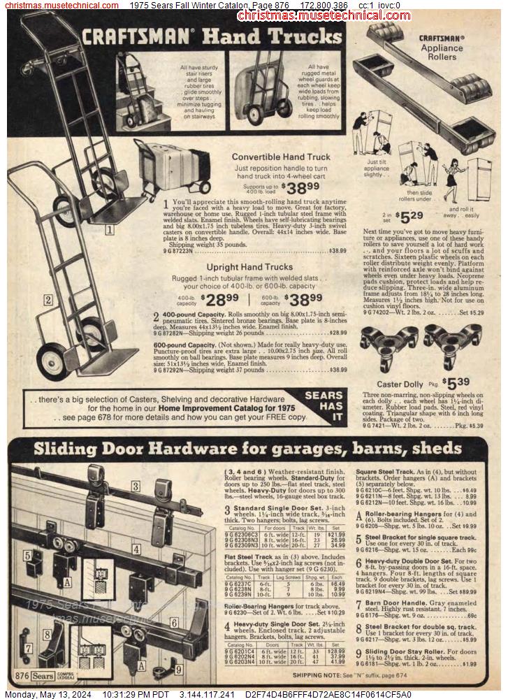 1975 Sears Fall Winter Catalog, Page 876