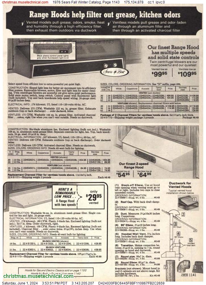 1976 Sears Fall Winter Catalog, Page 1143