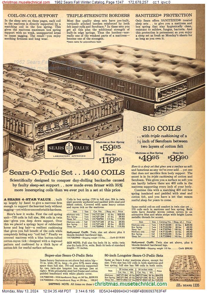 1962 Sears Fall Winter Catalog, Page 1347