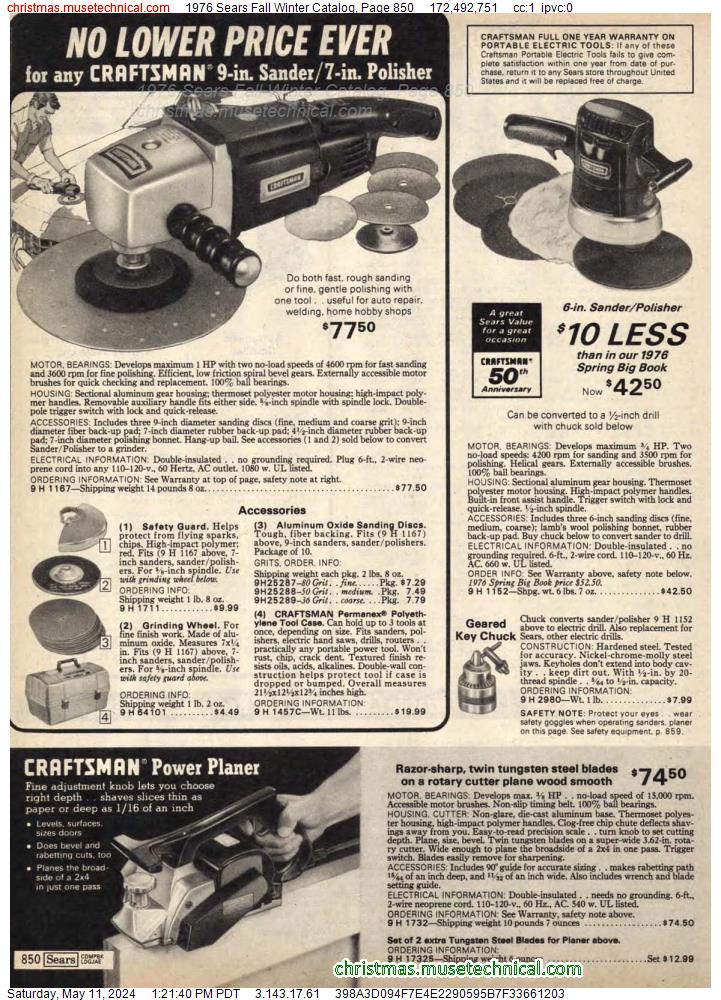 1976 Sears Fall Winter Catalog, Page 850