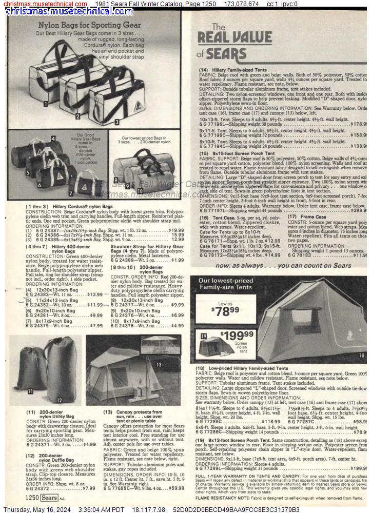 1981 Sears Fall Winter Catalog, Page 1250