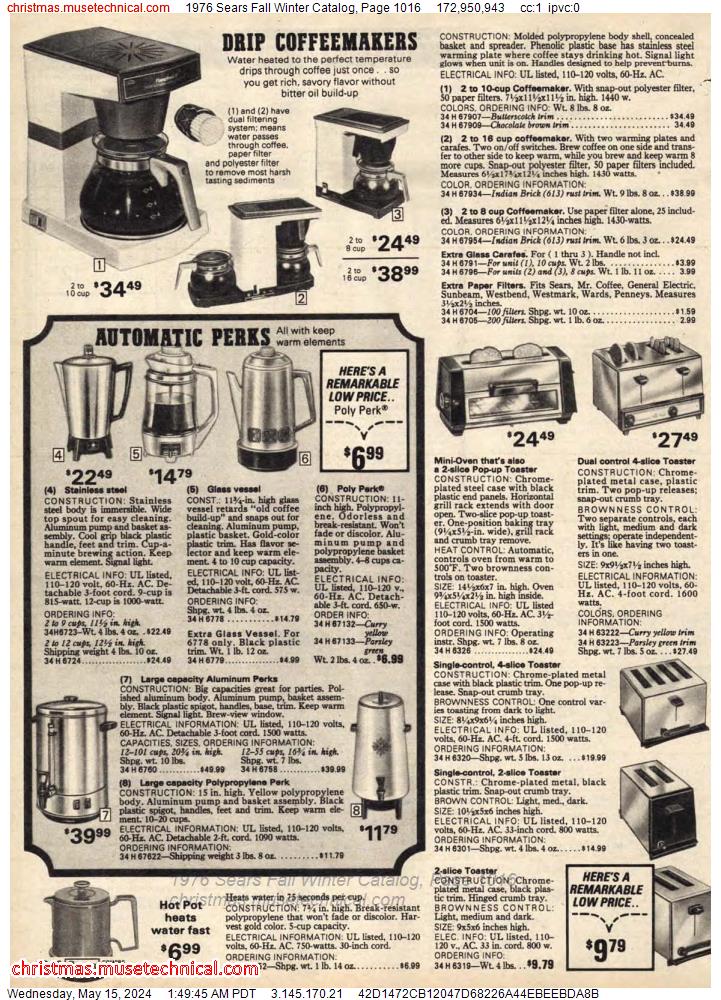 1976 Sears Fall Winter Catalog, Page 1016
