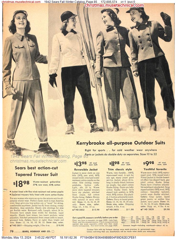 1942 Sears Fall Winter Catalog, Page 85