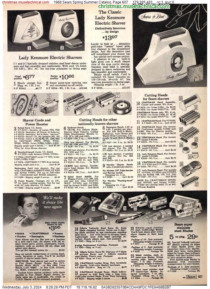 1968 Sears Spring Summer Catalog, Page 607