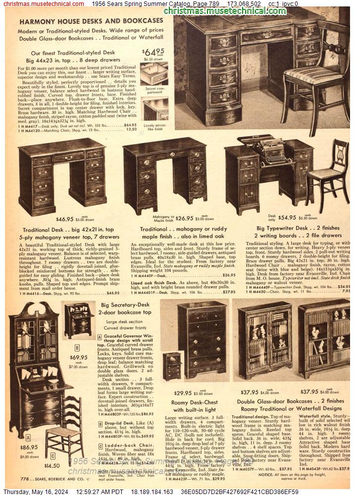 1956 Sears Spring Summer Catalog, Page 789