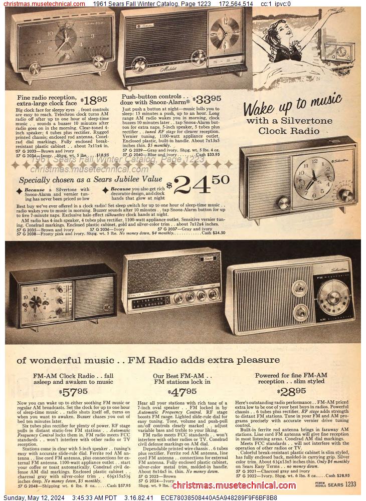 1961 Sears Fall Winter Catalog, Page 1223