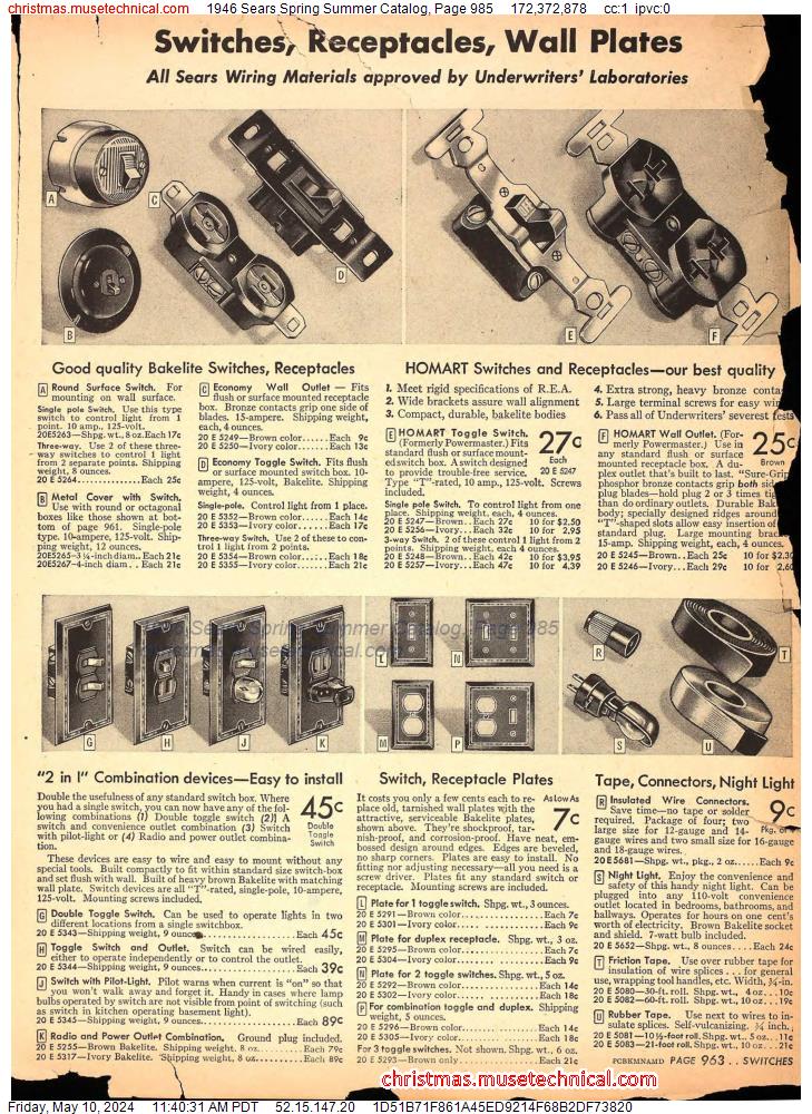 1946 Sears Spring Summer Catalog, Page 985