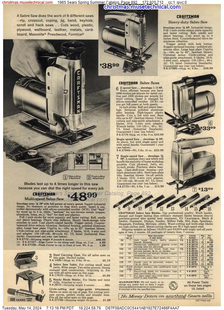 1965 Sears Spring Summer Catalog, Page 892