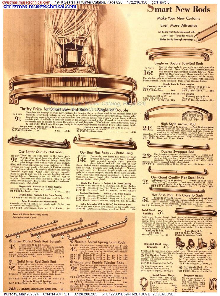 1940 Sears Fall Winter Catalog, Page 826