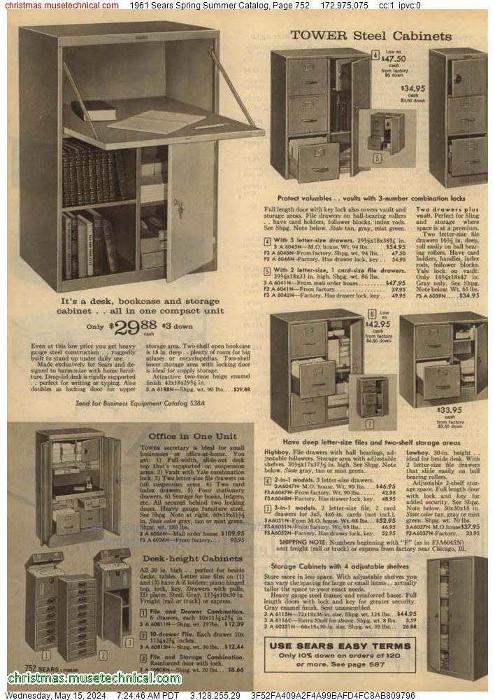 1961 Sears Spring Summer Catalog, Page 752