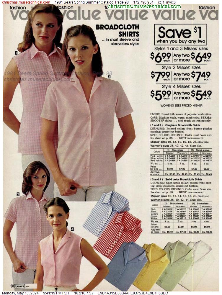 1981 Sears Spring Summer Catalog, Page 98