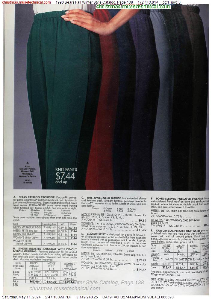 1990 Sears Fall Winter Style Catalog, Page 138