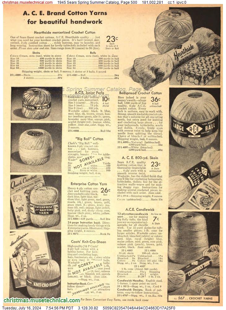 1945 Sears Spring Summer Catalog, Page 500