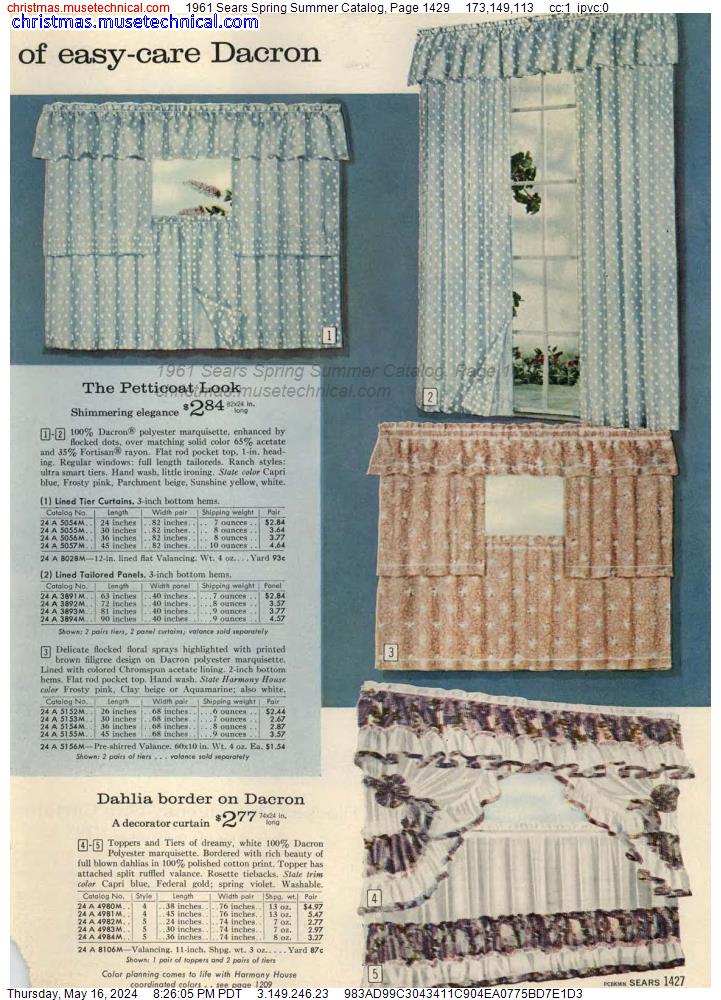 1961 Sears Spring Summer Catalog, Page 1429