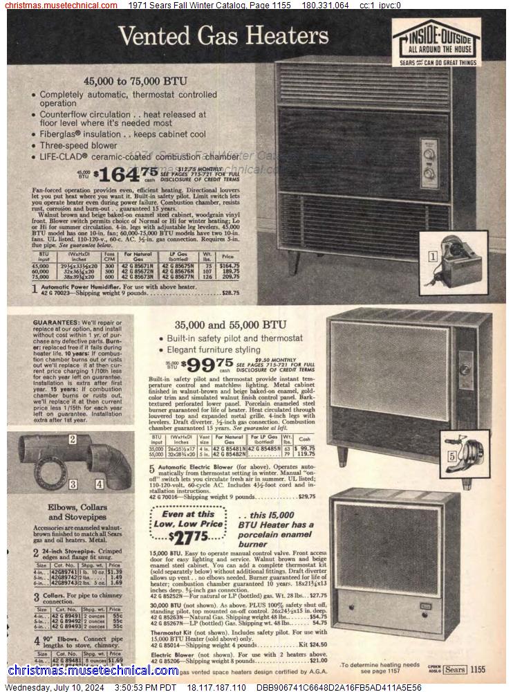 1971 Sears Fall Winter Catalog, Page 1155