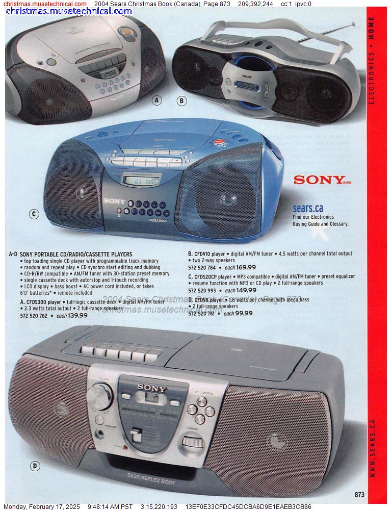 2004 Sears Christmas Book (Canada), Page 873