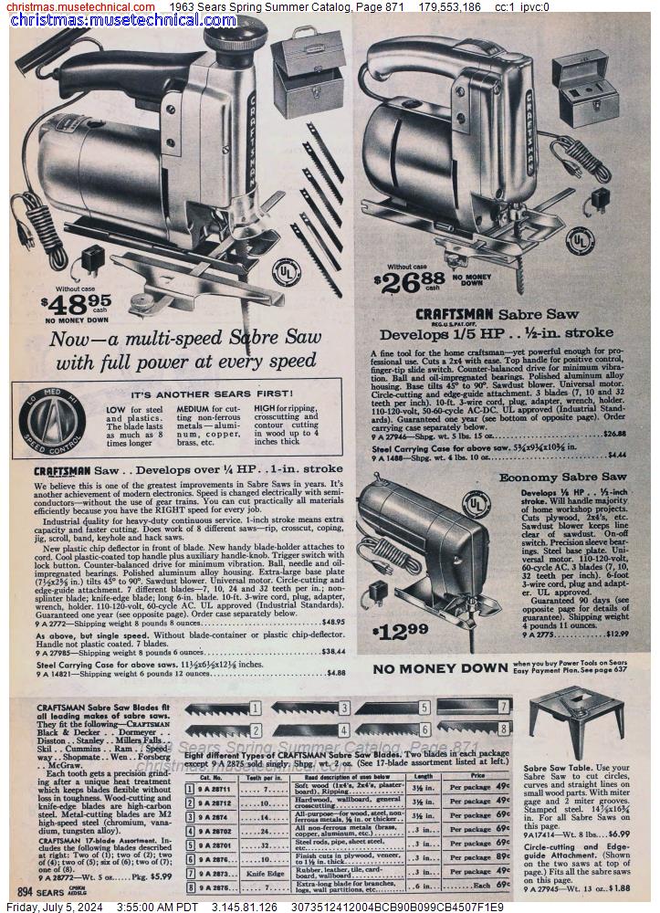 1963 Sears Spring Summer Catalog, Page 871