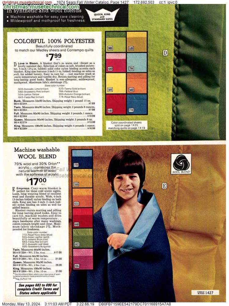 1974 Sears Fall Winter Catalog, Page 1427