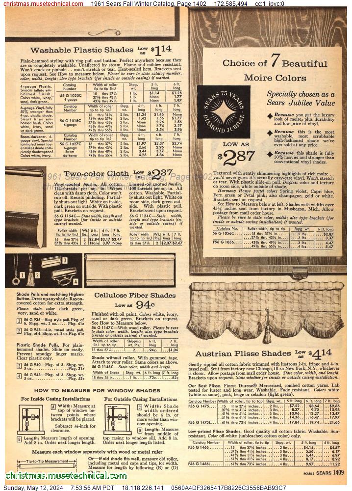 1961 Sears Fall Winter Catalog, Page 1402