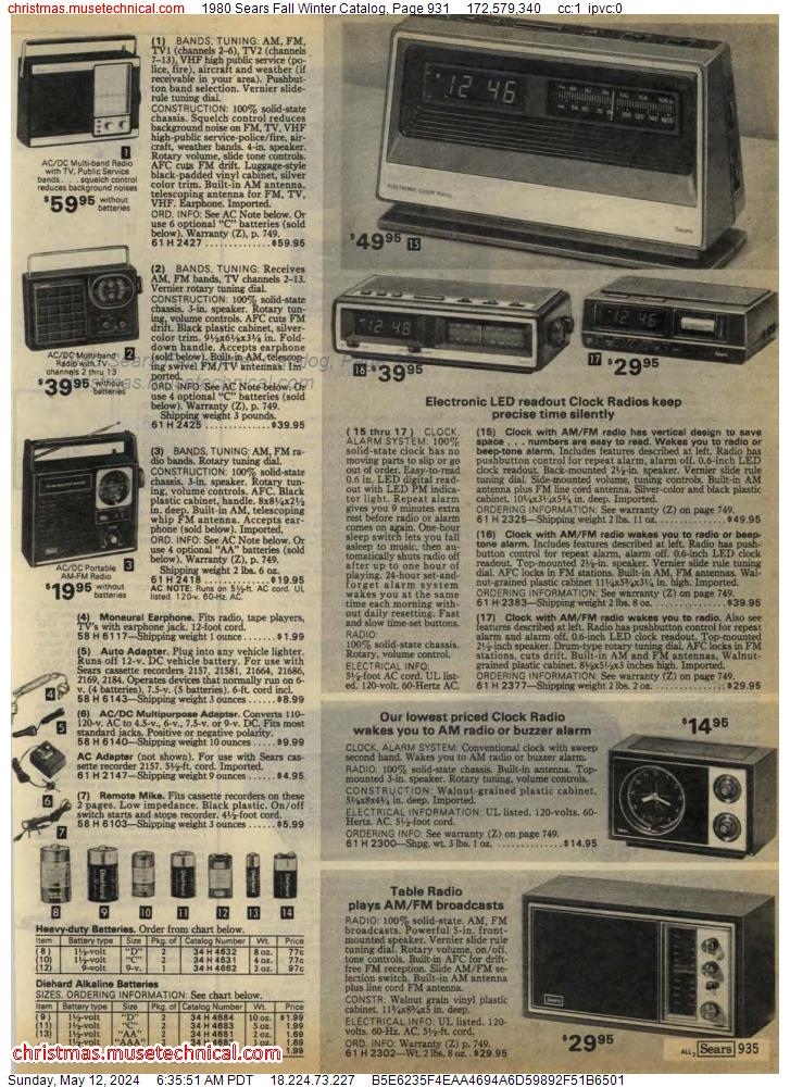 1980 Sears Fall Winter Catalog, Page 931