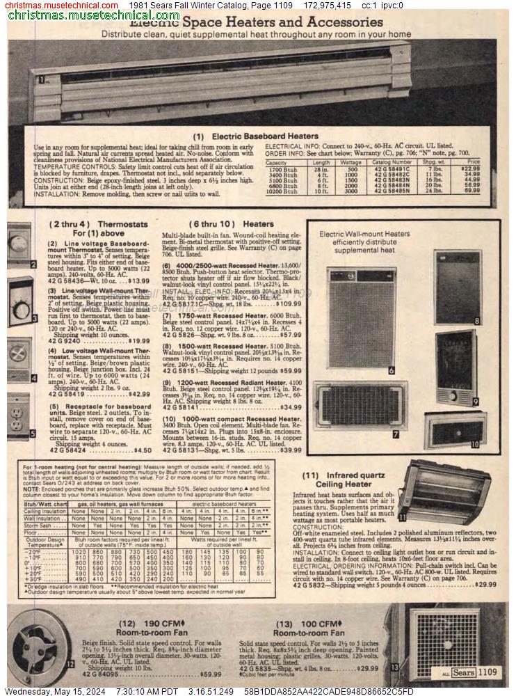 1981 Sears Fall Winter Catalog, Page 1109