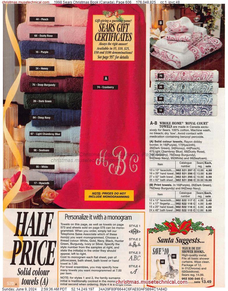 1998 Sears Christmas Book (Canada), Page 606