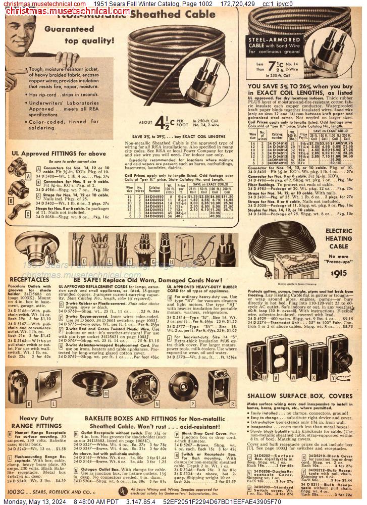 1951 Sears Fall Winter Catalog, Page 1002