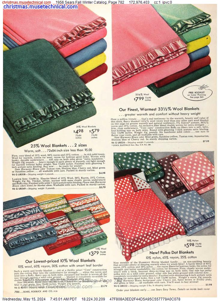 1956 Sears Fall Winter Catalog, Page 782