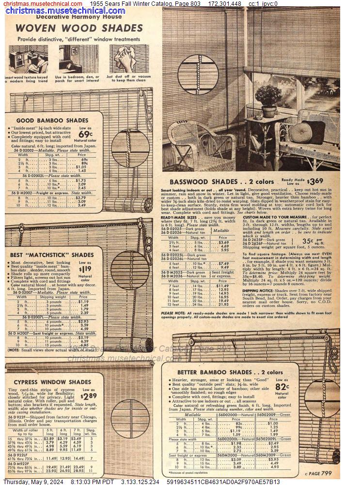 1955 Sears Fall Winter Catalog, Page 803