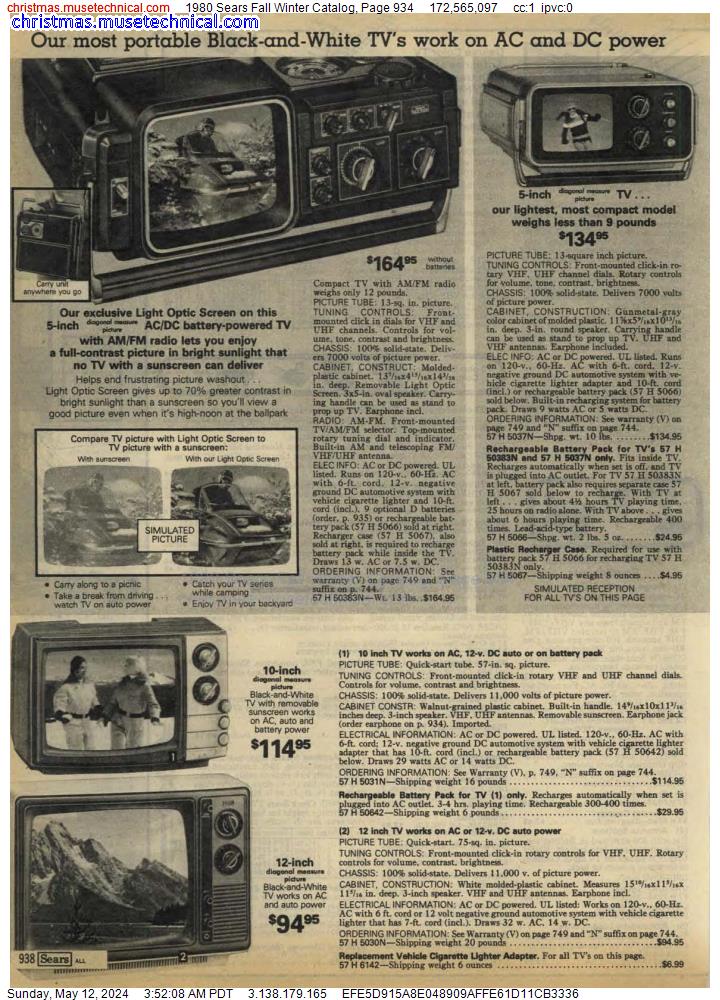 1980 Sears Fall Winter Catalog, Page 934
