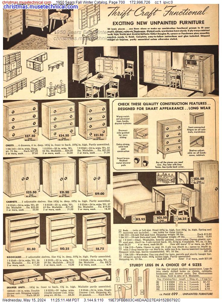 1950 Sears Fall Winter Catalog, Page 700