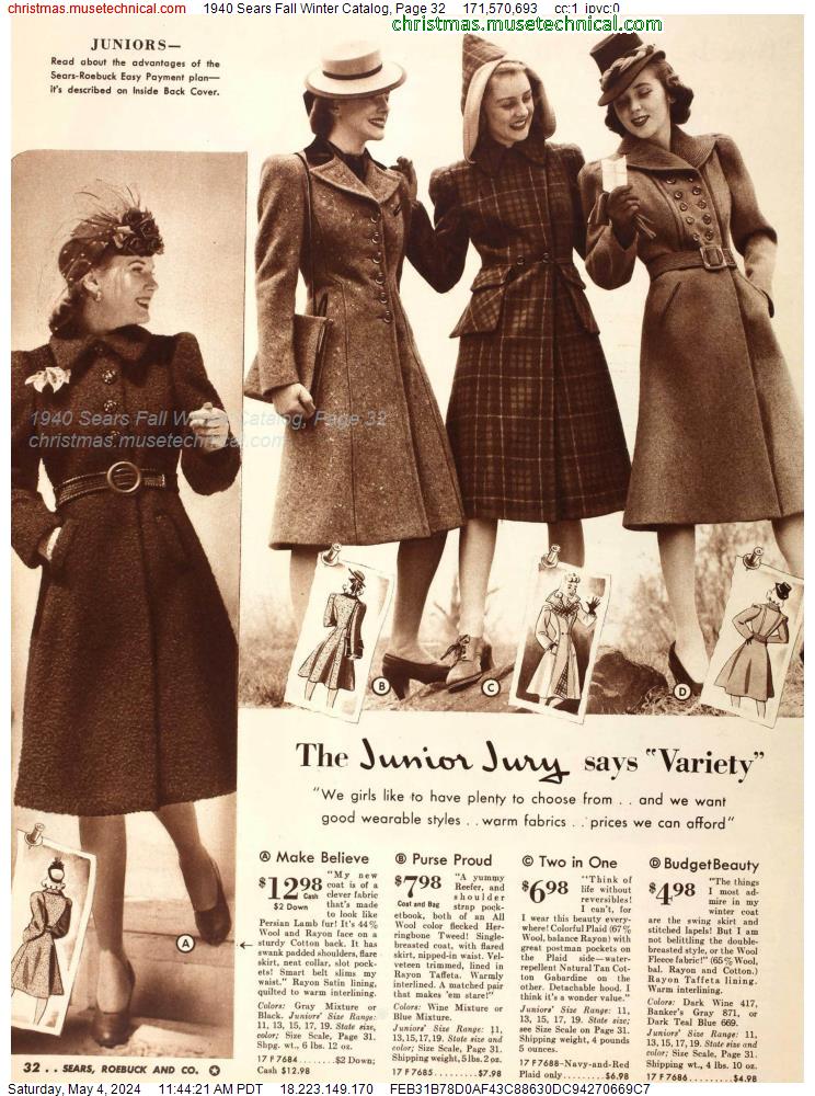 1940 Sears Fall Winter Catalog, Page 32