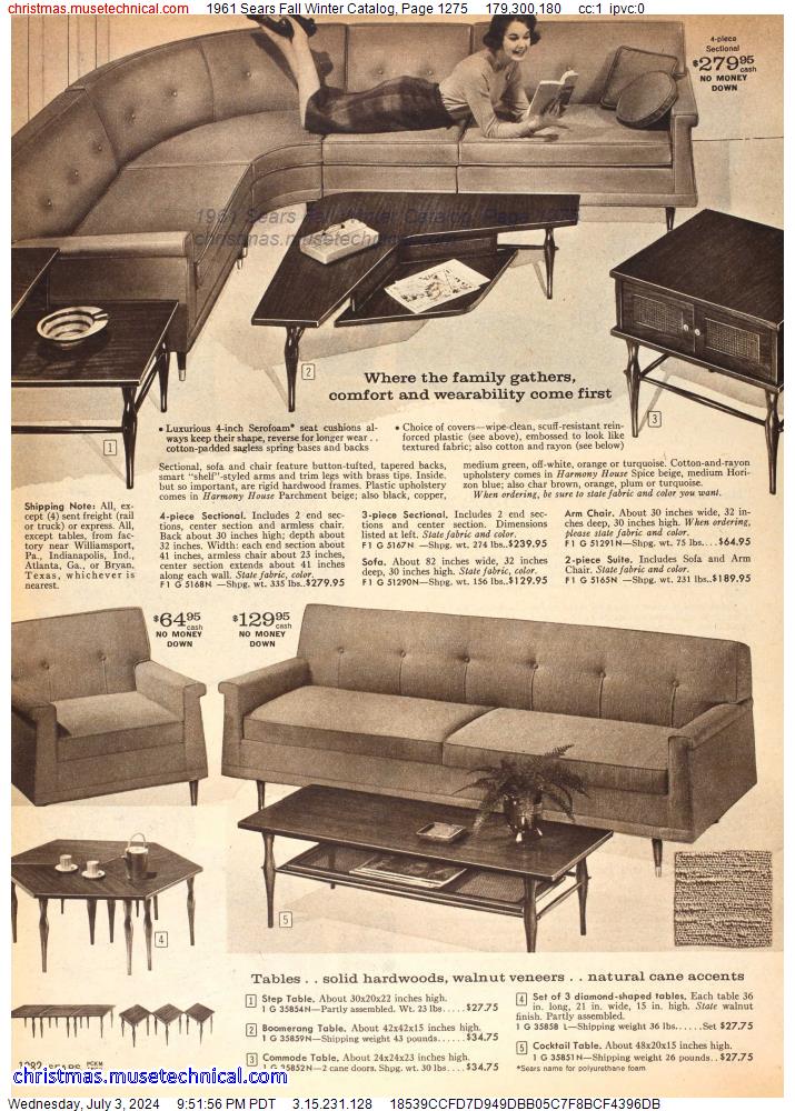 1961 Sears Fall Winter Catalog, Page 1275