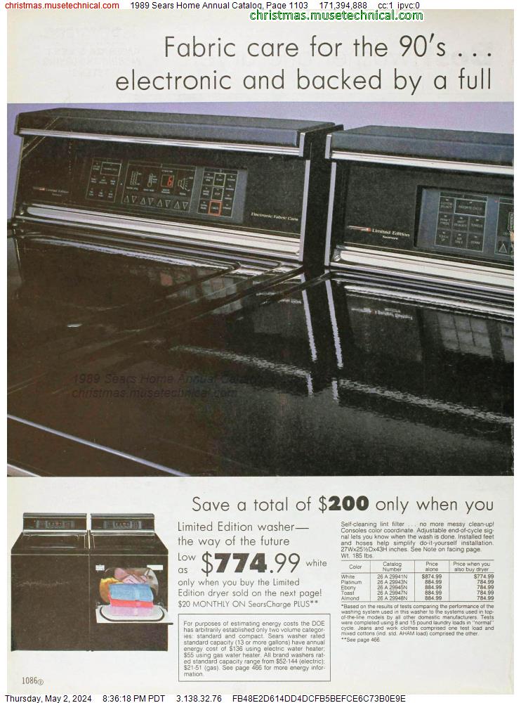 1989 Sears Home Annual Catalog, Page 1103