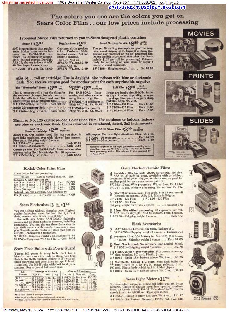 1969 Sears Fall Winter Catalog, Page 857