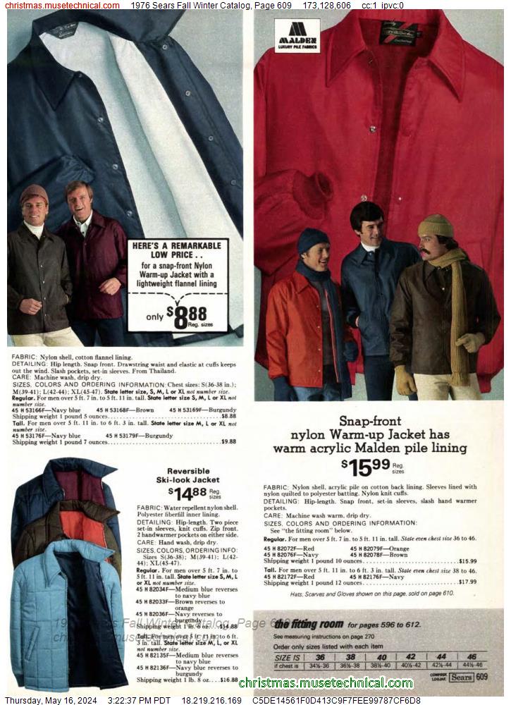 1976 Sears Fall Winter Catalog, Page 609