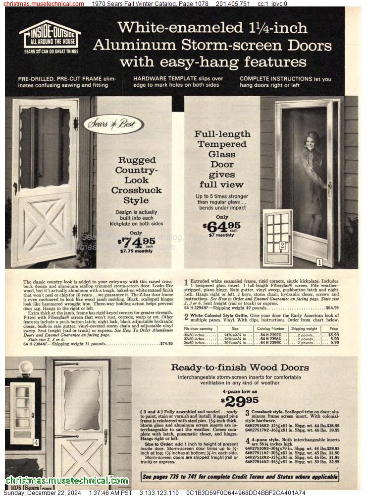 1970 Sears Fall Winter Catalog, Page 1078